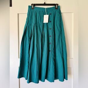 Free Assembly Pleated Green Check Skirt